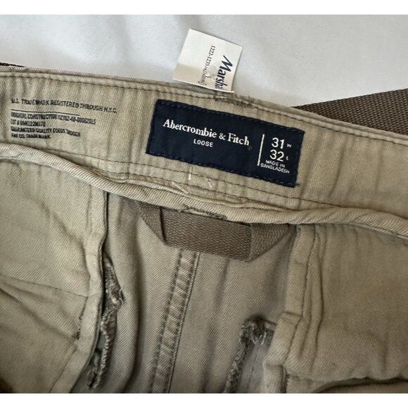 New Abercrombie & Fitch Cargo Pants Mens Baggy Y2k Utility 31x32 Loose Khaki - Picture 4 of 9